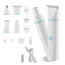Dog Clippers for Grooming, 4 in 1 Dog Grooming Kit, Low Noise, Rechargeable Pet Shaver with 6 Combs & 4 Detachable Blades