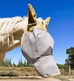 Fly Masks for Horses. Stops Sunburn, 70% Uv-Block. Breathable Fly Mask for Equines, Durable, Comfortable Fit for All-Day Protection. Horse Size