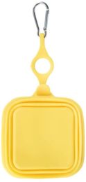 Silicone Collapsible Pet Bowl Double Portable Travel Bowl Equipped with Aluminum Hook Clip (Color: yellow)