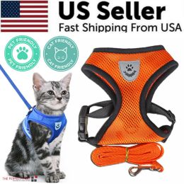 Cat Dog Pet Harness Adjustable Control Vest Dogs Reflective S M L XL Leash (Color: Orange, size: XL)