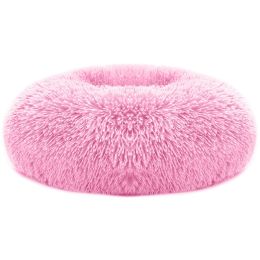 Pet Dog Bed Soft Warm Fleece Puppy Cat Bed Dog Cozy Nest Sofa Bed Cushion L Size (Color: Pink, size: L)